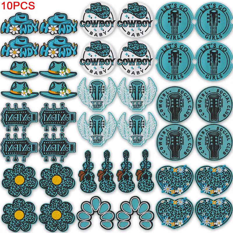 Parches termoadhesivos bordados estilo oeste vaquero – flores para ropa - imagen 4