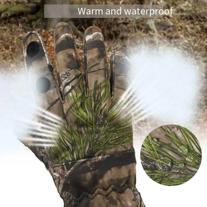 Guantes tácticos caza impermeables lana polar camuflaje - imagen 5