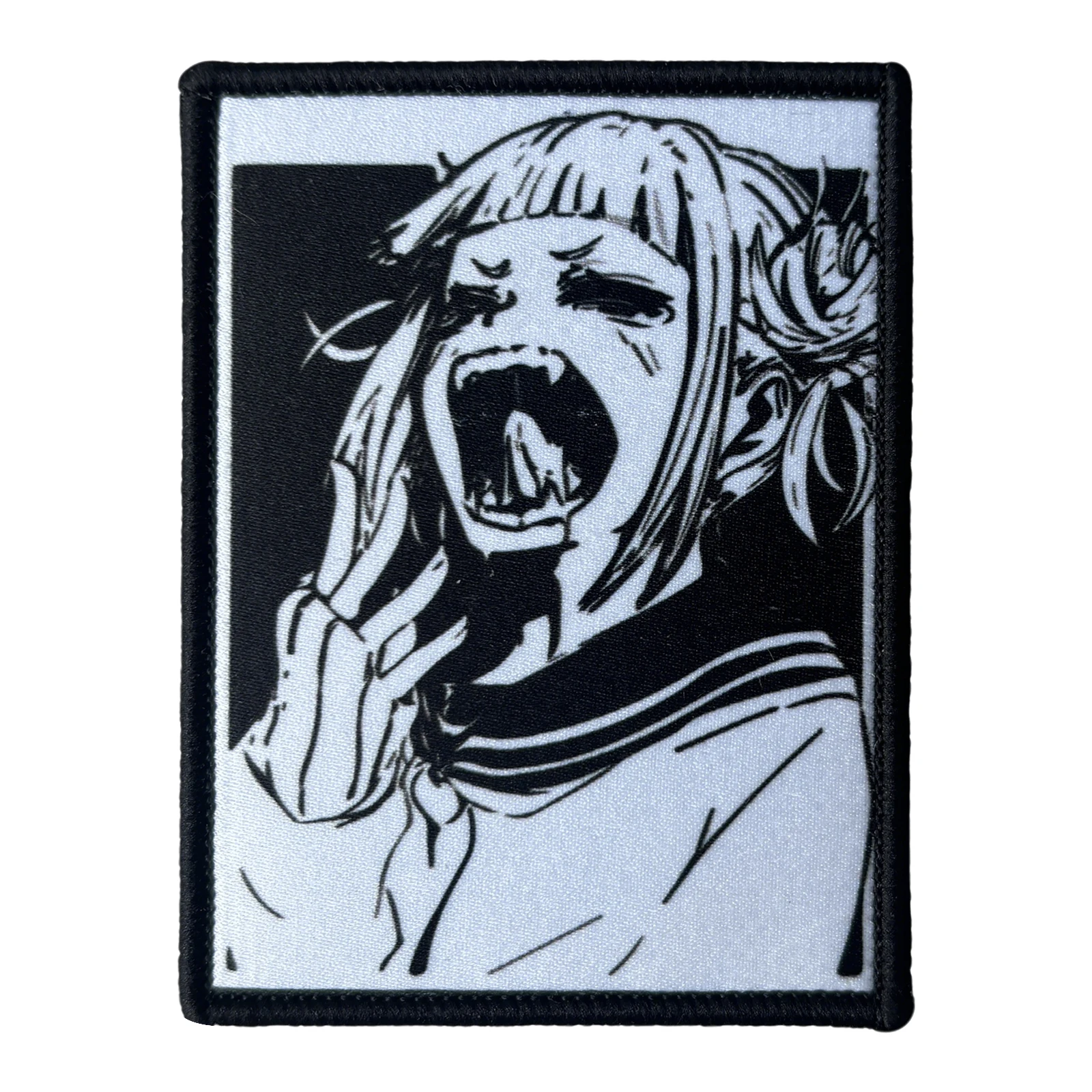 Parche táctico Himiko Toga My Hero Academia con velcro blanco y negro - imagen 2
