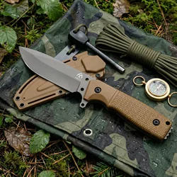 Cuchillo fijo con funda, acero robusto premium para outdoor y campo