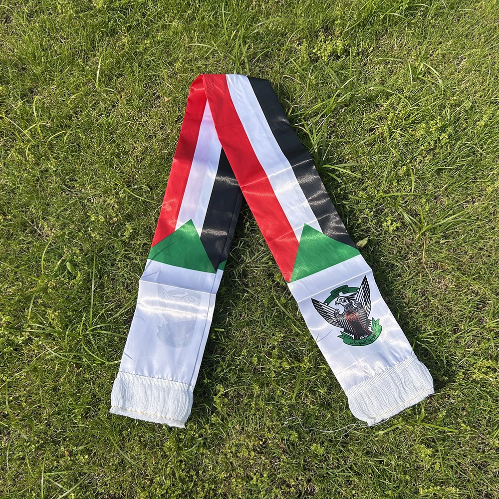 Bufanda bandera Sudán satén con borlas, ideal fútbol y eventos - imagen 5