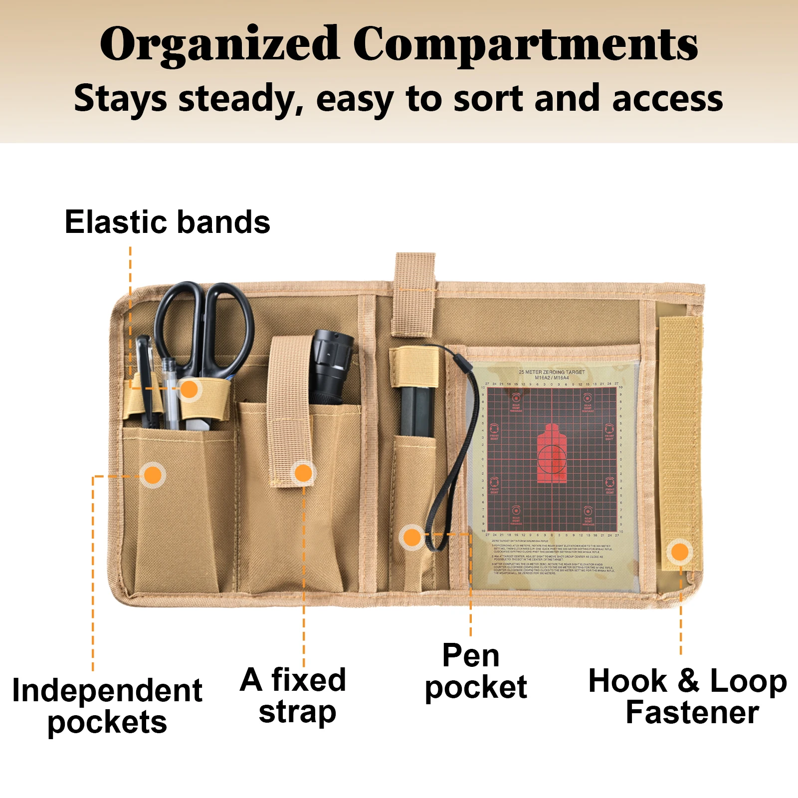 Porta mapas táctico organizador multi bolsos linterna tela Oxford - imagen 4