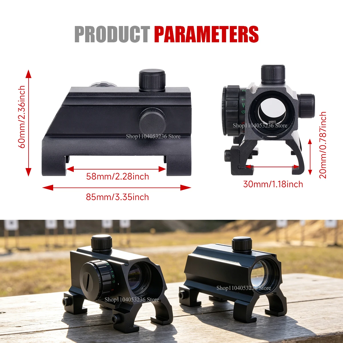 Mira reflex táctica óptica para Picatinny con brillo ajustable - imagen 2