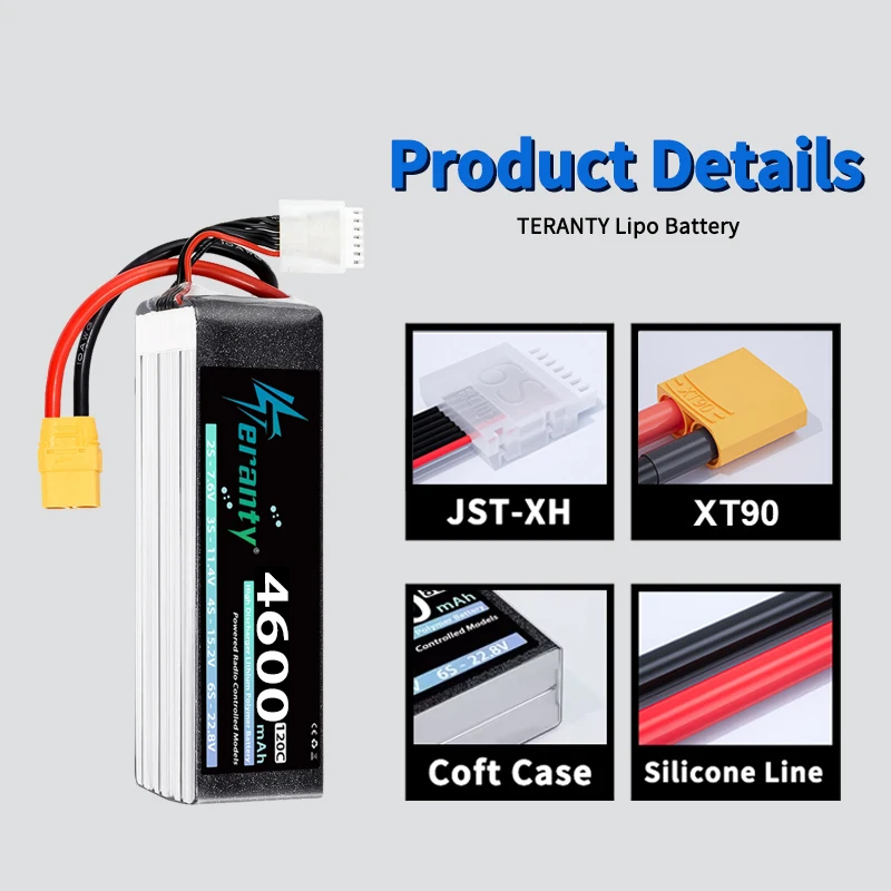 TERANTY Batería LiPo de alta descarga conector XT60 para FPV RC
