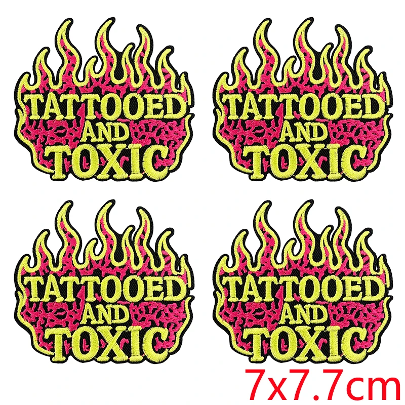 Parches bordados retro flame tatuaje planchables – Slogans para chaquetas y mochilas - imagen 5
