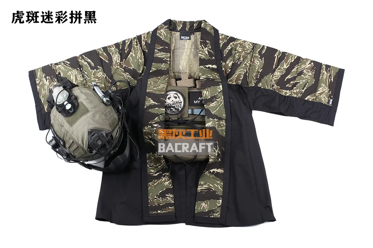 Chaqueta táctica airsoft Haori de caza con bordado mejorado color humo
