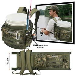 Mochila tipo cubo para pesca, caña, alicates y bolsillos