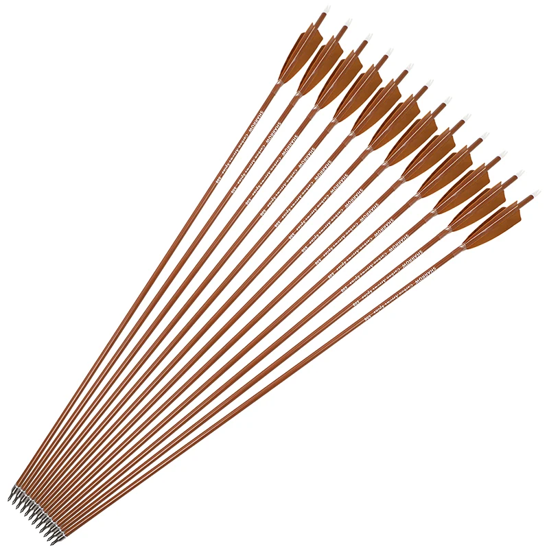 Flechas carbono 30” Spine 500-600 pluma 4” para recurve - imagen 3