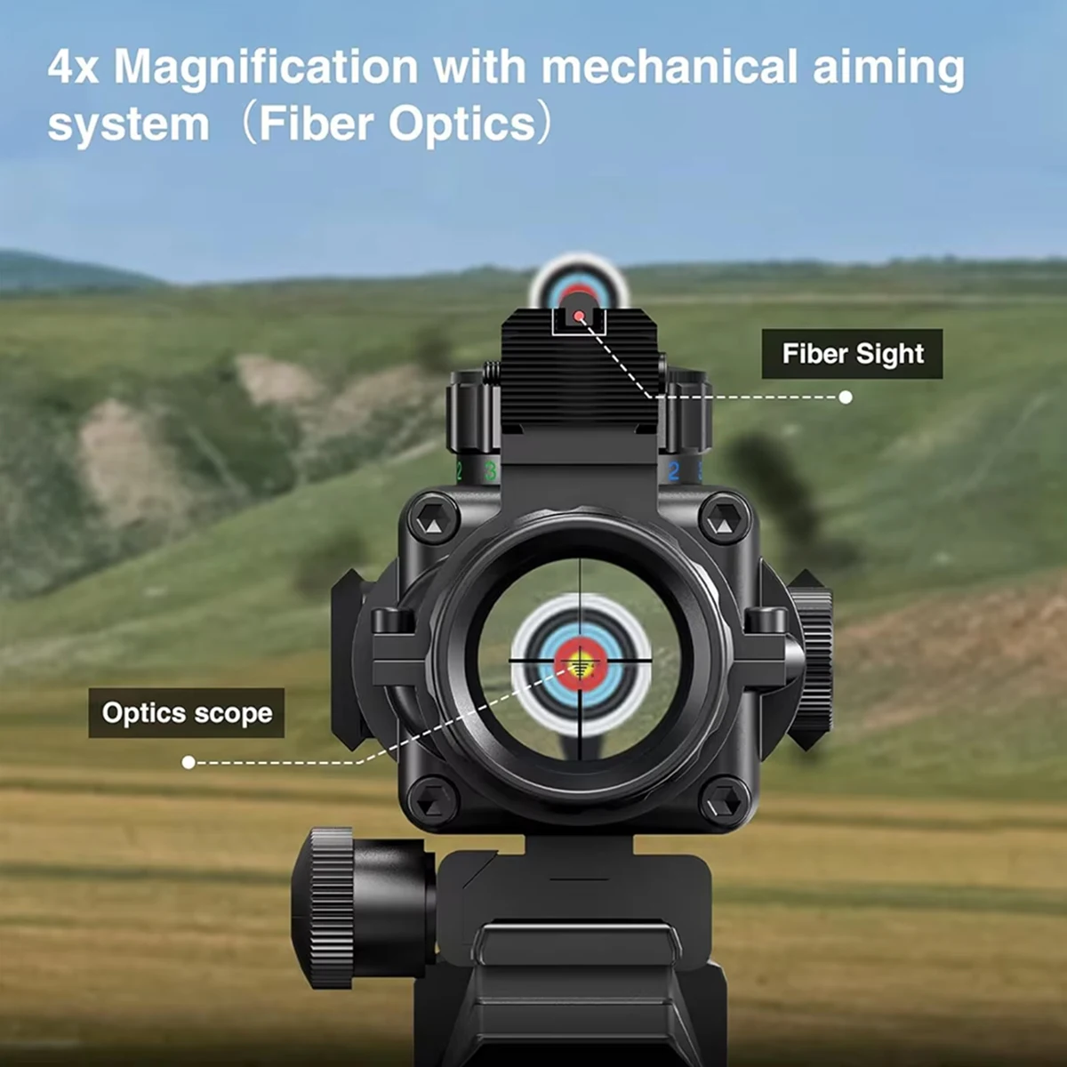 Mira Táctica 4x32 Fibra Óptica RGB para Rifle – Riel Picatinny 20 mm - imagen 5