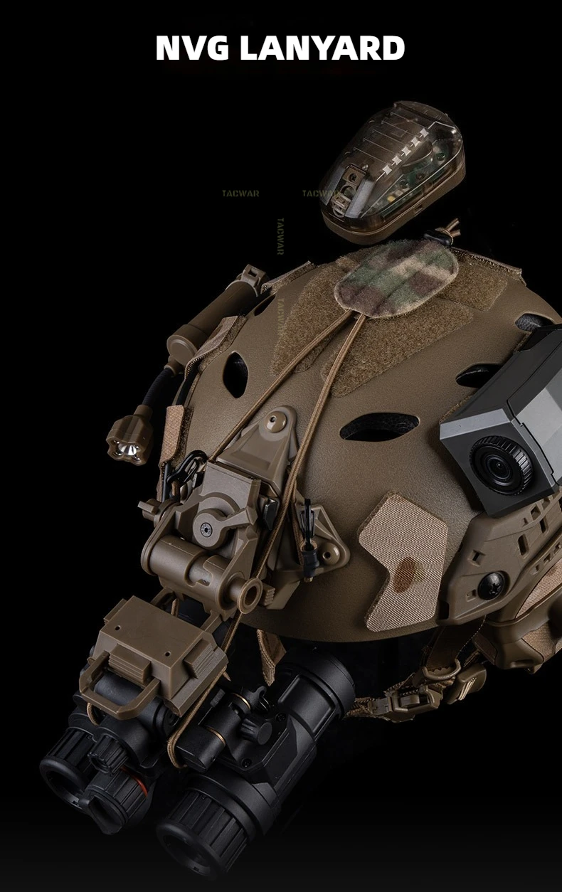 Cordón táctico NVG con gancho y bucle para retención en casco