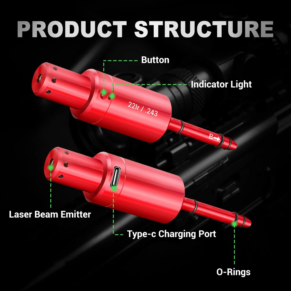 Cartucho de entrenamiento láser recargable USB con punto rojo
