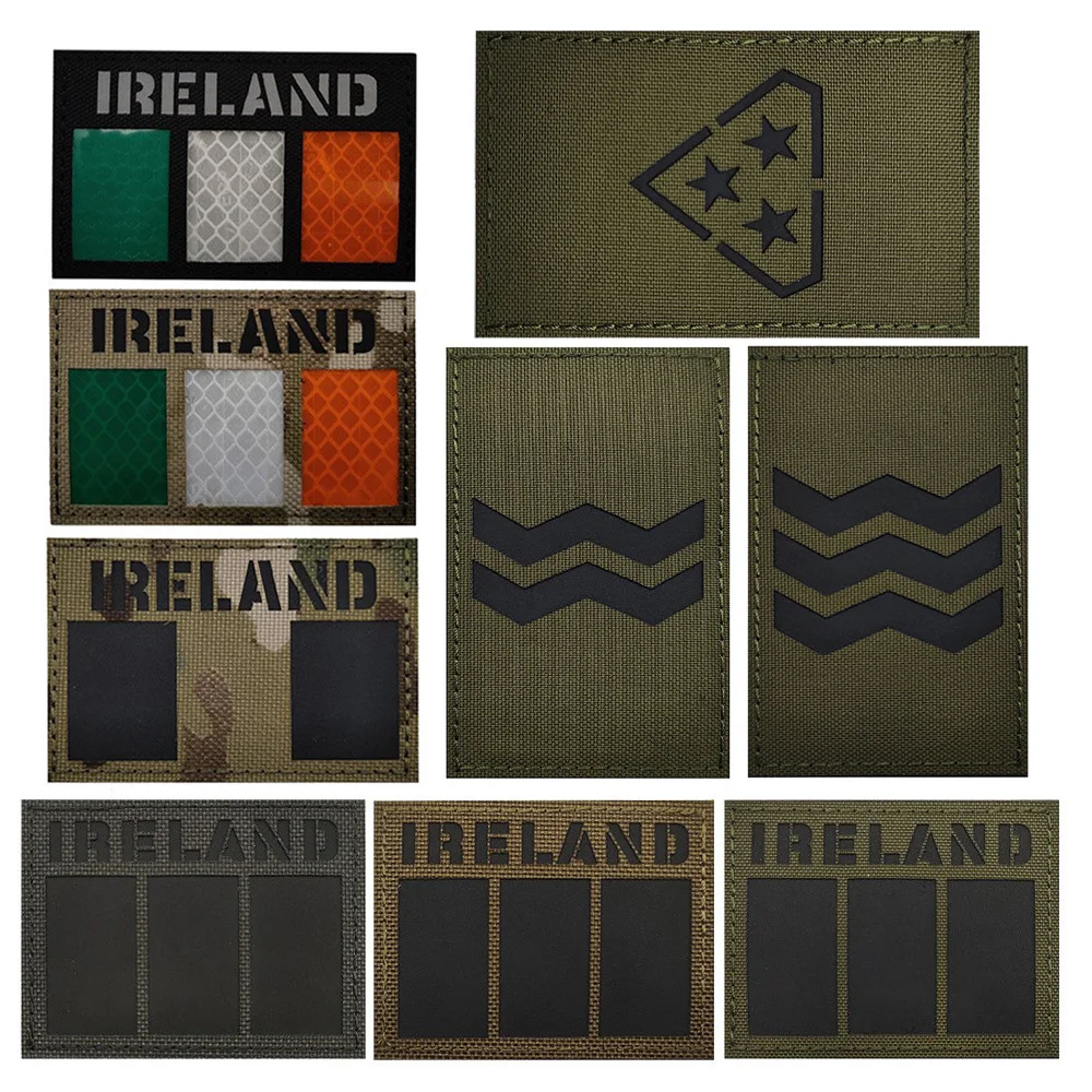 Parche táctico reflectante bandera irlandesa MOLLE para brazo