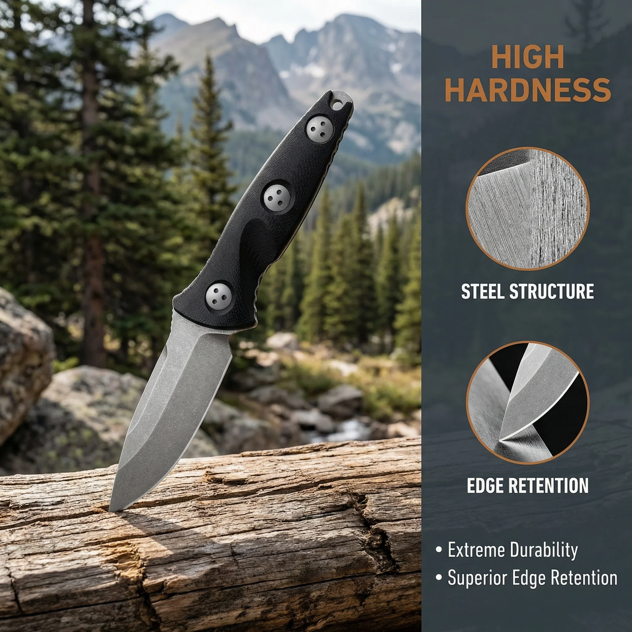 Cuchillo de hoja fija para exterior con funda resistente camping - imagen 2