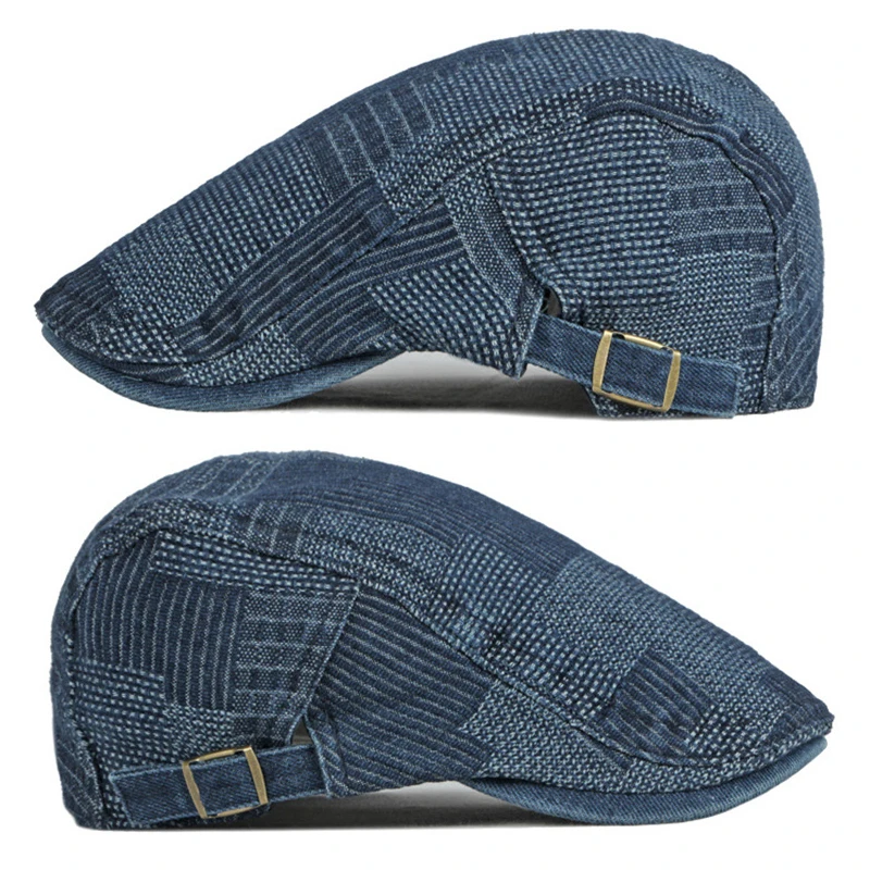 Gorra táctica de mezclilla lavada estilo Gatsby con visera retro - imagen 3