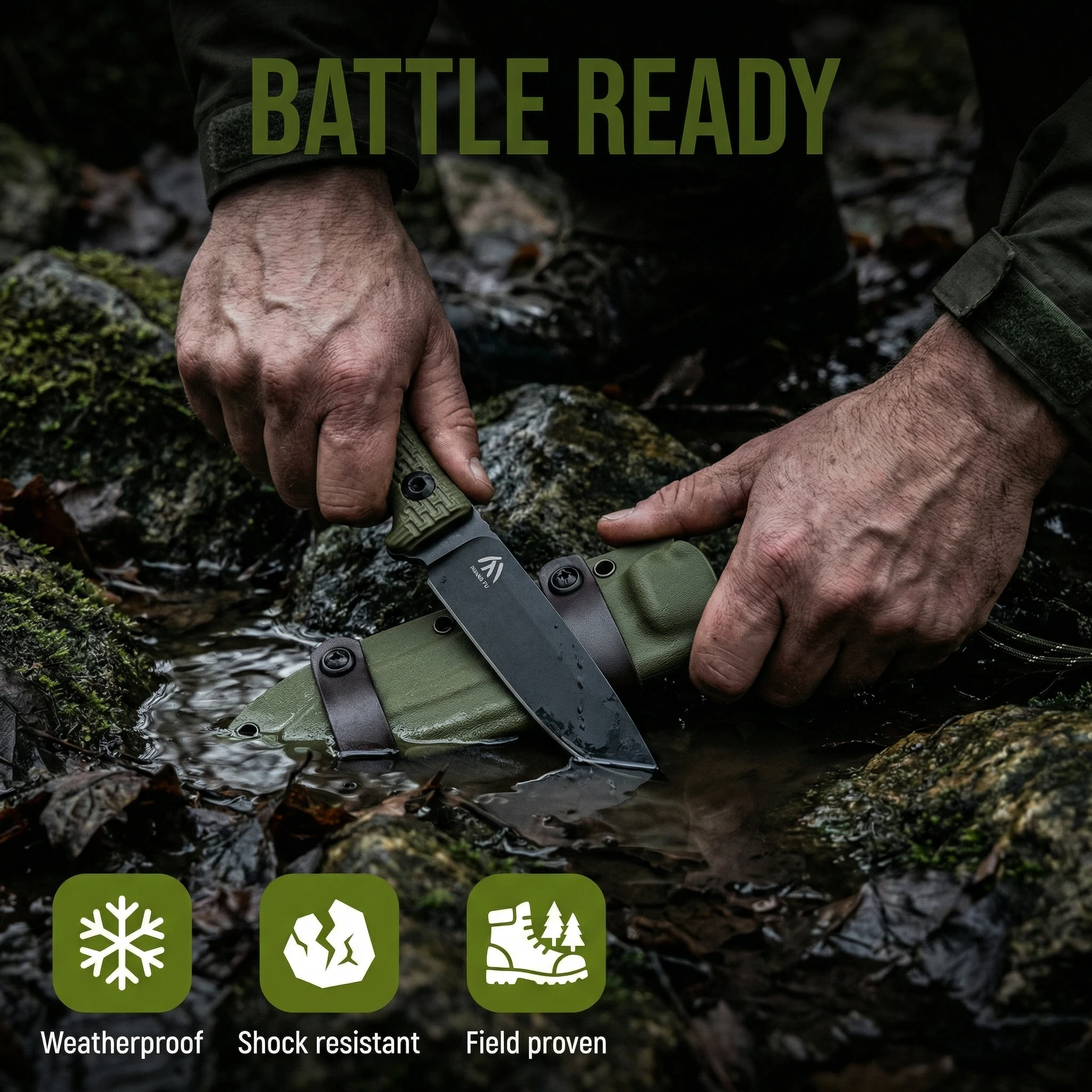 Cuchillo hoja fija táctico G10 con funda para exteriores - imagen 5