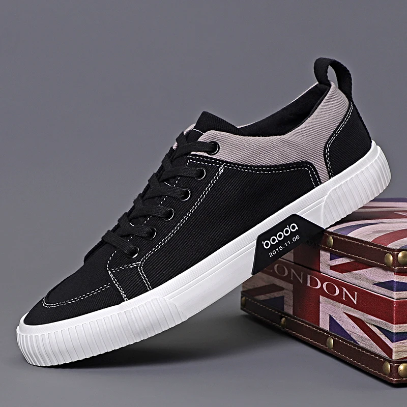 Zapatos de lona hombre con cordones transpirables ligeros suela suave