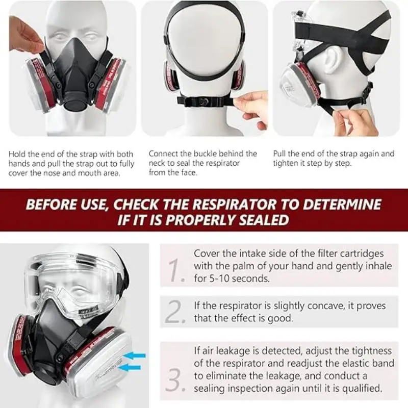 Respirador media cara 6200 para vapores y gases químicos - imagen 3
