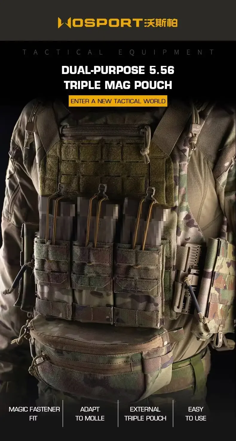 Bolsa táctica para tres cargadores de 5.56 mm