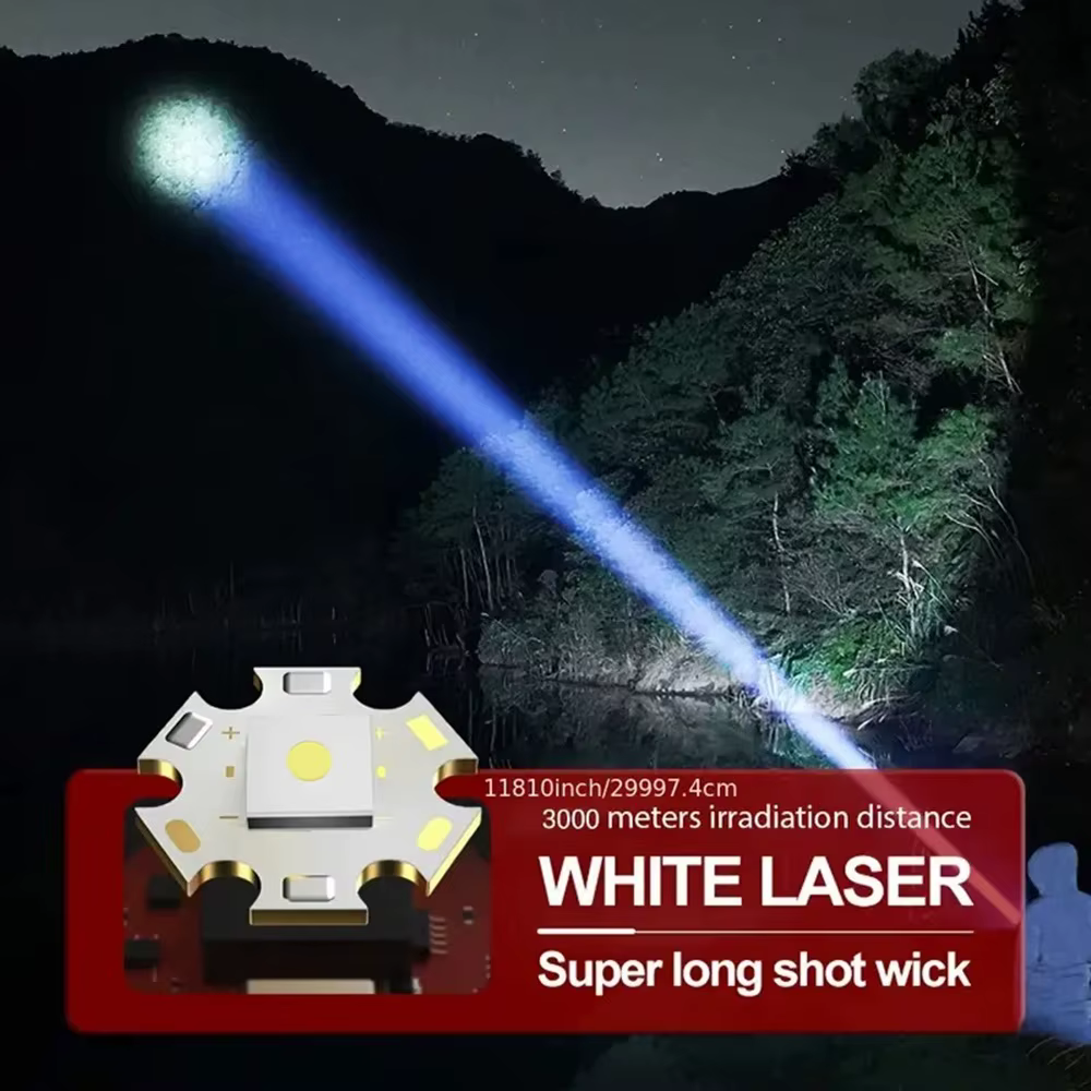 Linterna táctica LED recargable USB – Luz potente con zoom para caza - imagen 3