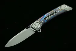LEMIFSHE JR9610 cuchillo plegable M390 titanio para camping