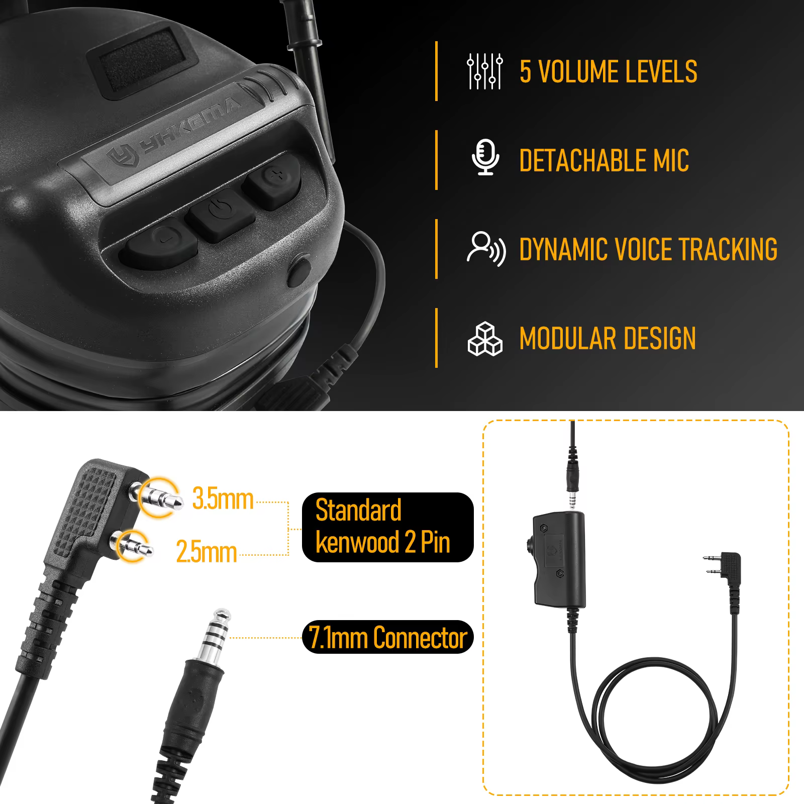 Auriculares tácticos con reducción de ruido, ARC casco y PTT M51 - imagen 5