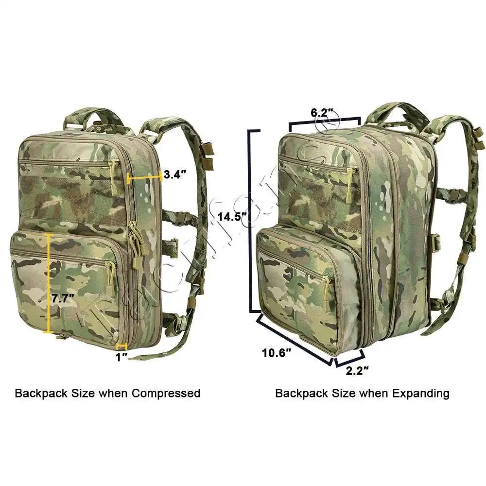 Mochila táctica Flatpack D3 expandible MOLLE con hidratación