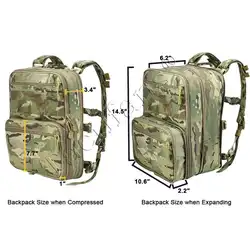 Mochila táctica Flatpack D3 expandible MOLLE con hidratación