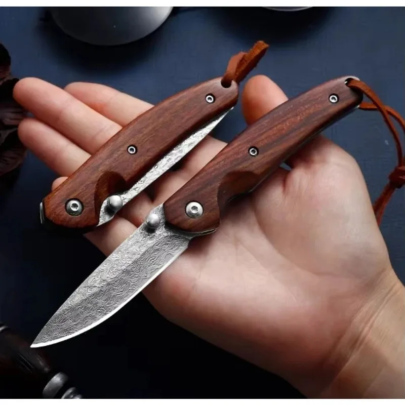 Navaja plegable acero de damasco – para caza, pesca y senderismo - imagen 3
