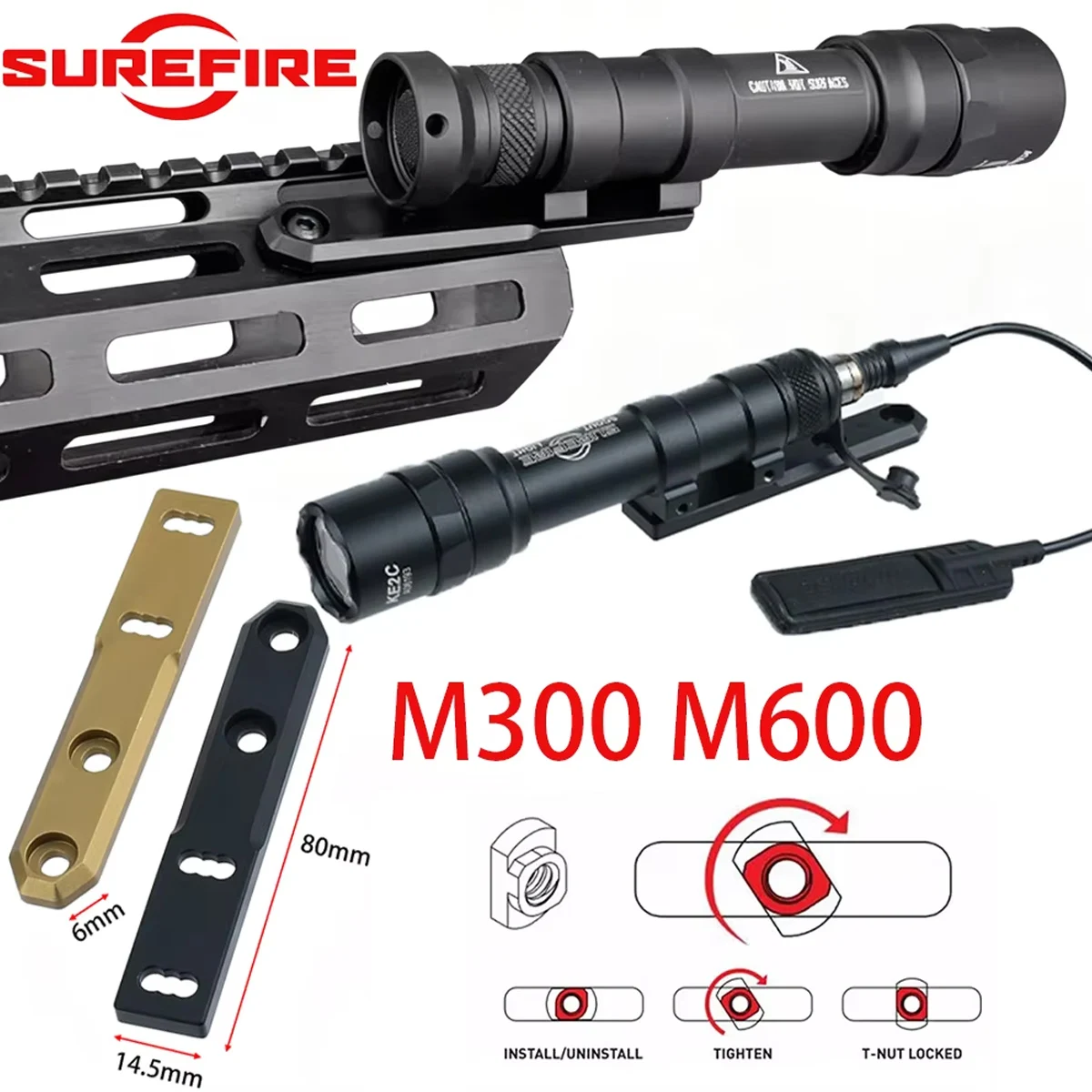 Surefire M300/M600 Linterna táctica con interruptor AXON y Picatinny