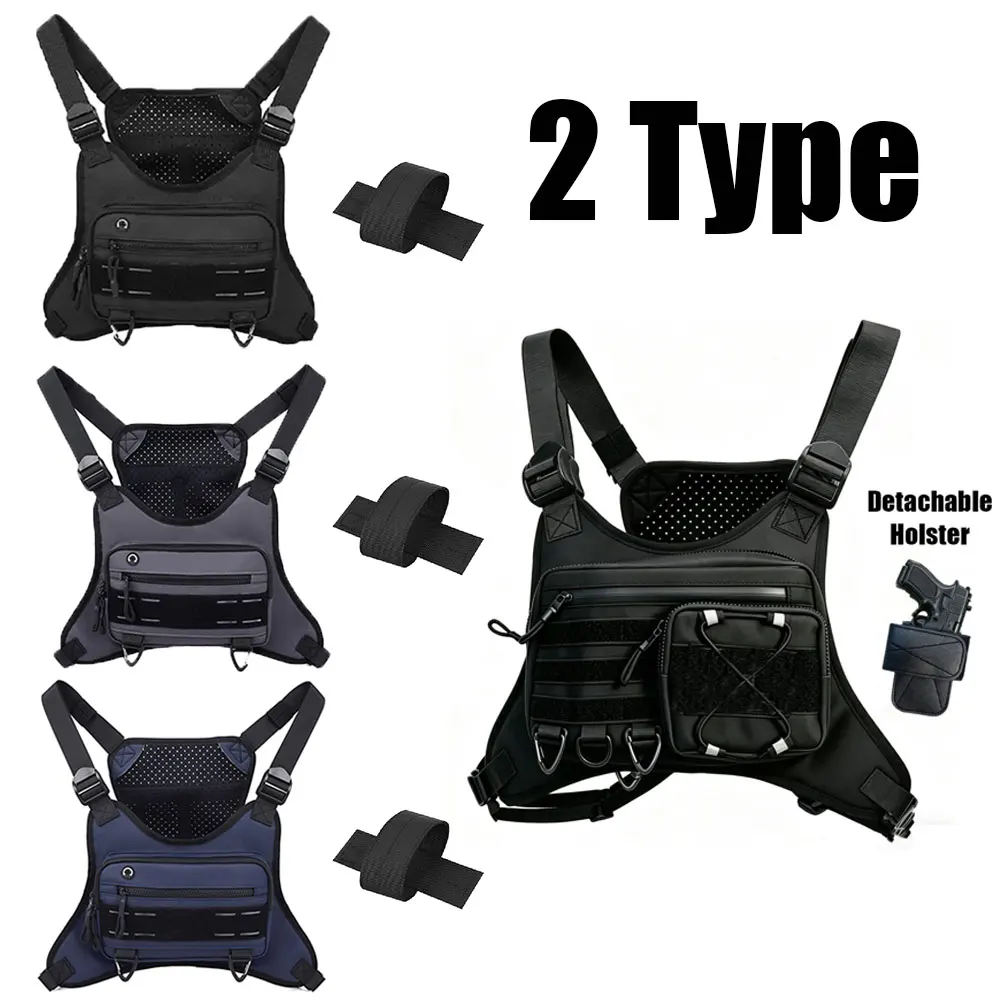 Bolsa táctica de pecho MOLLE con funda de pistola desmontable - imagen 5