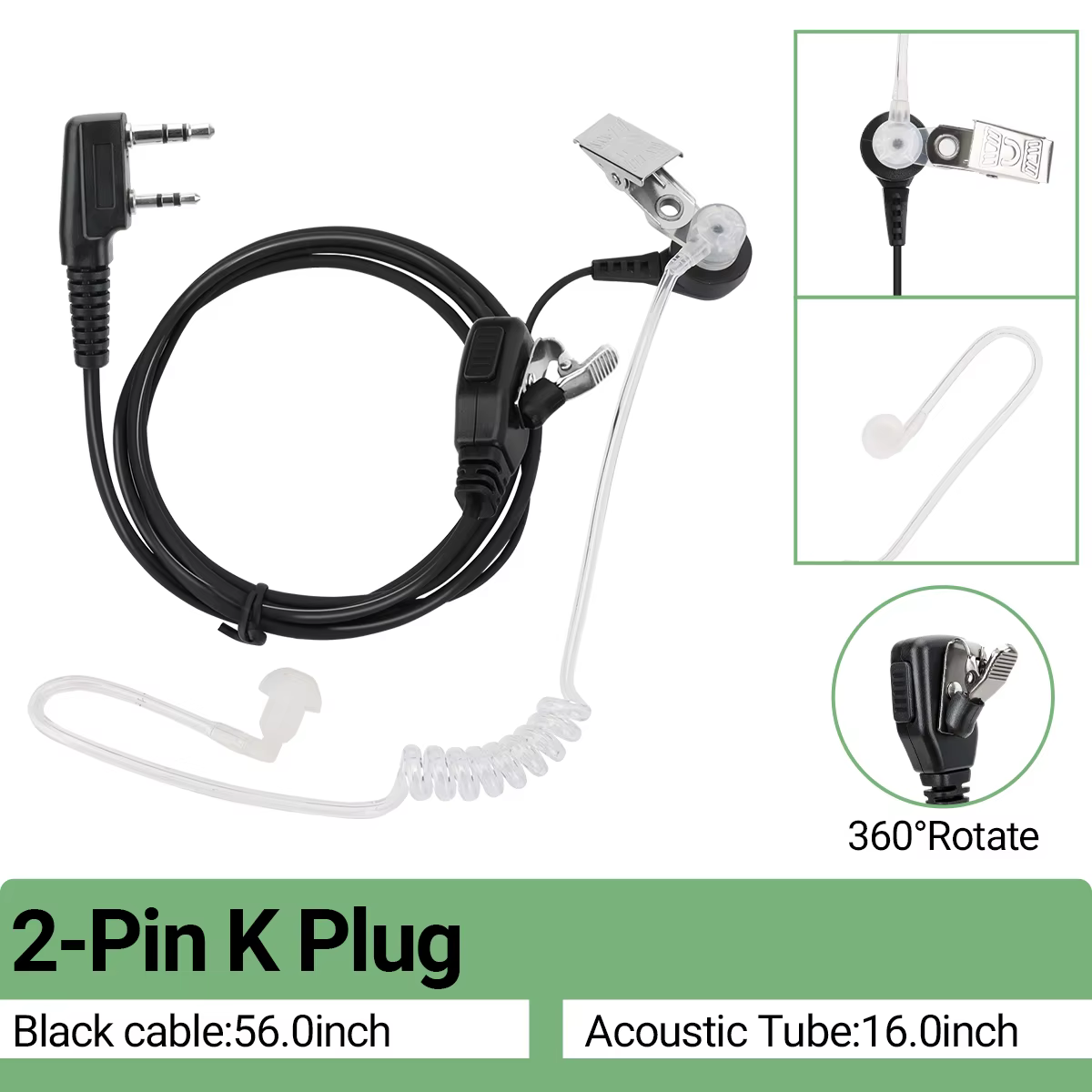 Vista del auricular con cable y sistema PTT