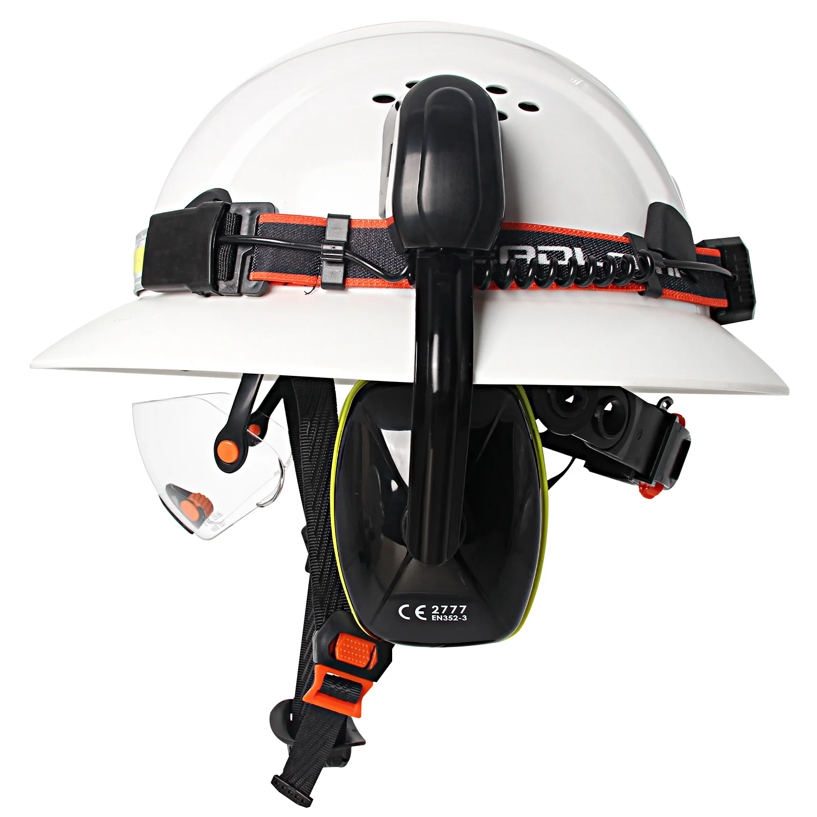 Casco de seguridad integral CE con lámpara, gafas y orejeras ANSI - imagen 4