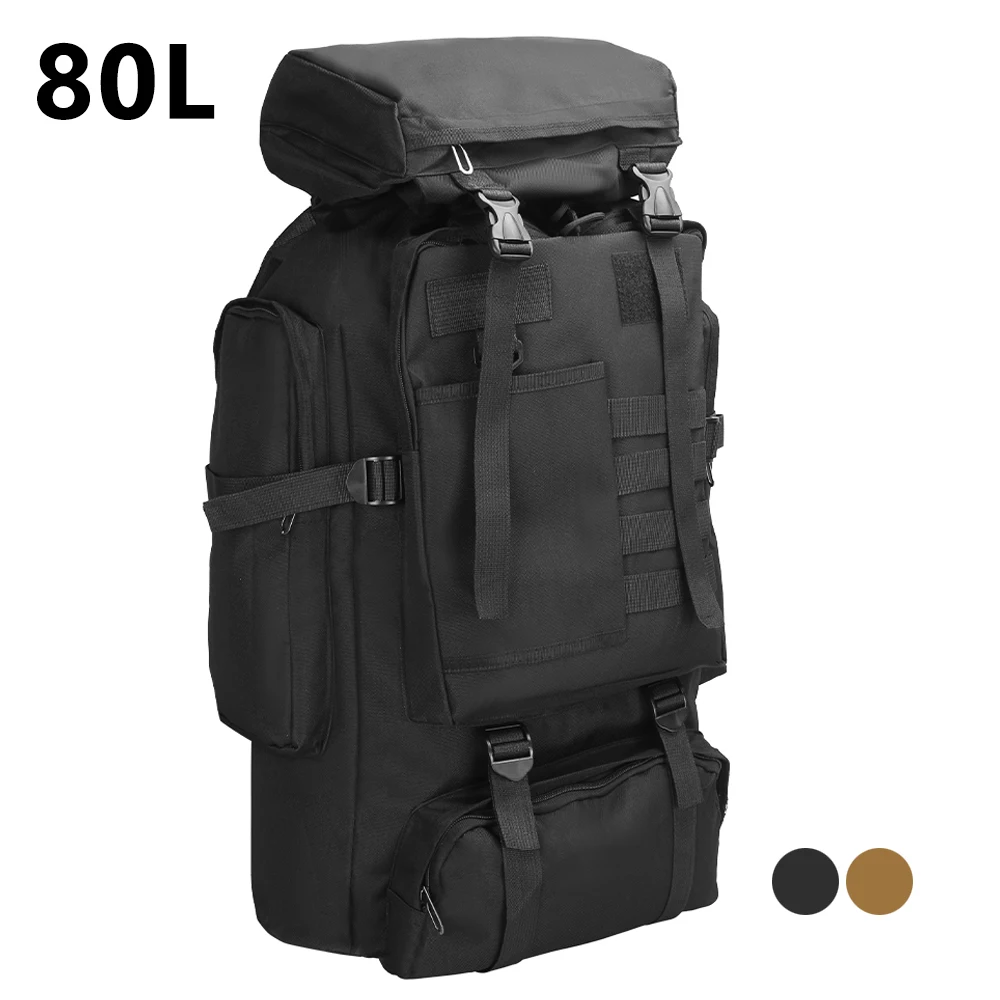 Vista frontal de la mochila táctica MOLLE 80L AIRSOFTPEAK