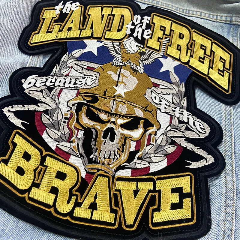 Parche bordado calavera y águila estilo biker para chaqueta - imagen 4