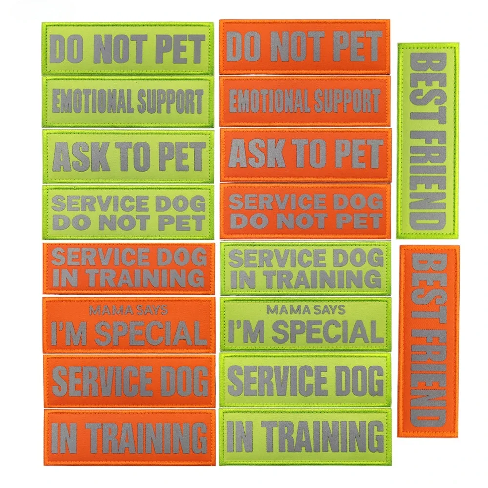 Parche reflectante con velcro para perro de servicio, noche