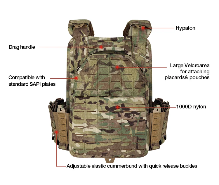Chaleco Táctico YAKEDA Plate Carrier 6094 Ligero MOLLE Liberación Rápida - imagen 2