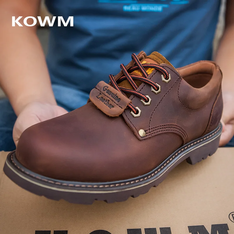 KOWM Botas tácticas impermeables en piel de vaca para hombre