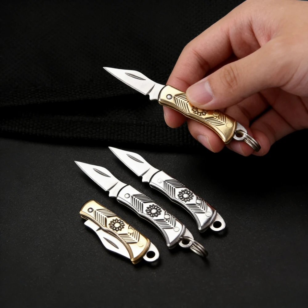 Navaja plegable EDC mini con llavero para supervivencia camping - imagen 4