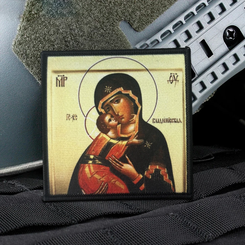 Parche táctico militar Virgen María ortodoxa con velcro para mochila - imagen 4