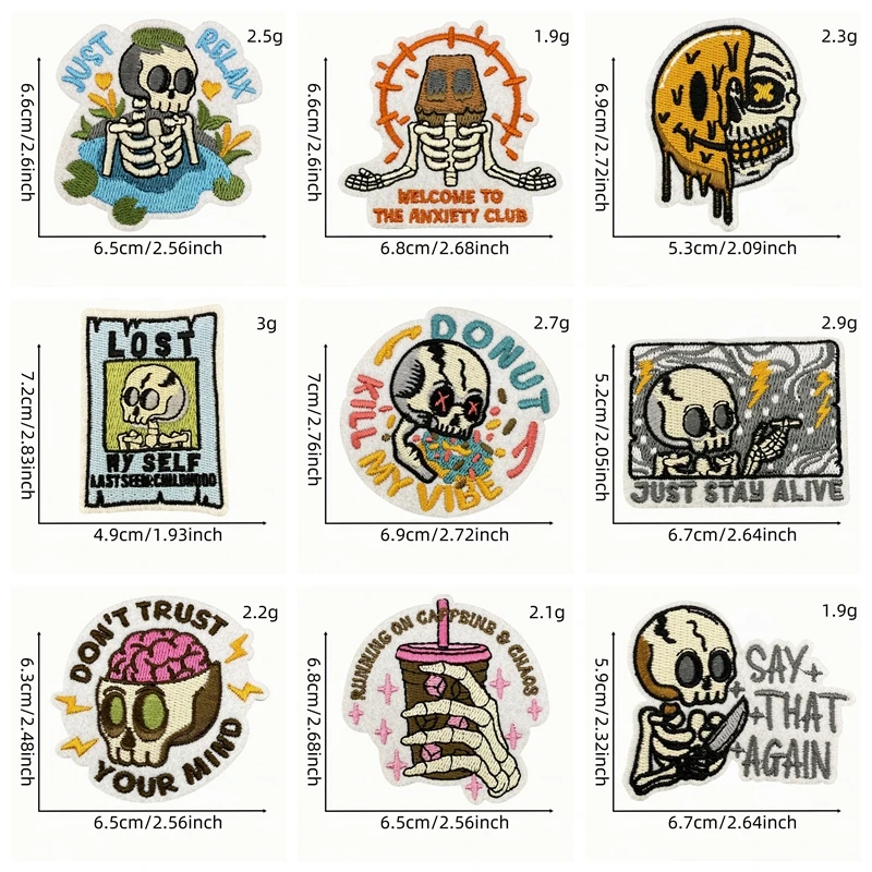 Parche bordado calavera – 10 unidades termoadhesivas para equipamiento - imagen 4