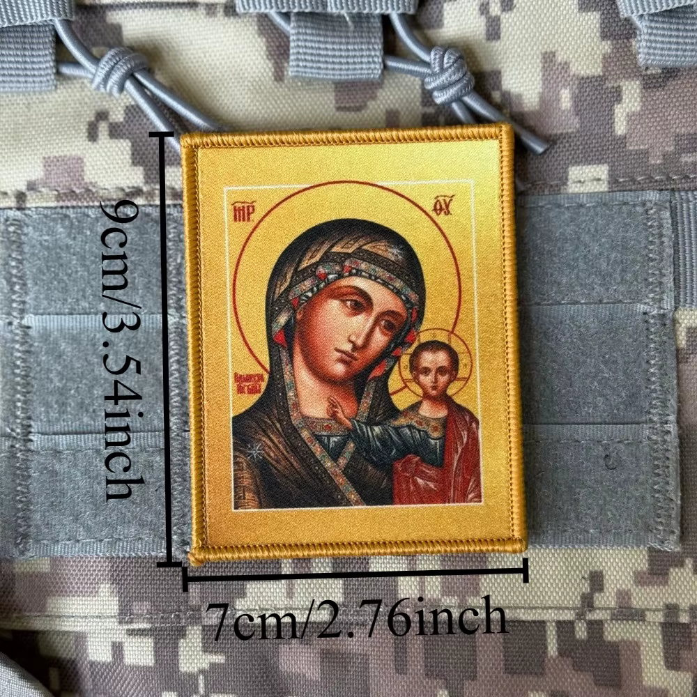 Parche táctico Virgen de Kazán ortodoxo, gancho y bucle para mochila - imagen 3