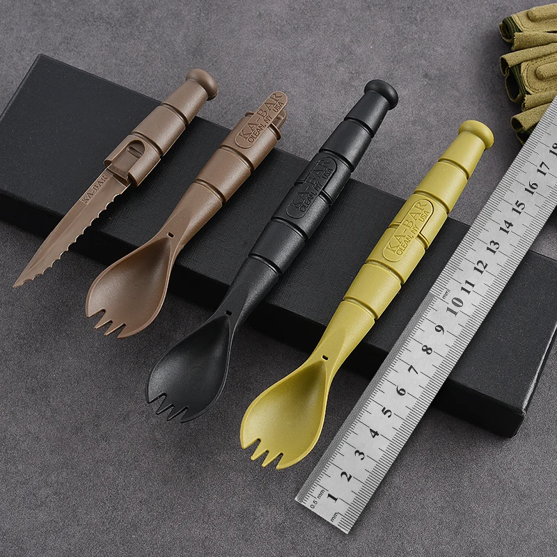 Tenedor y cuchara tácticos EDM Mini – Acero para supervivencia y outdoor