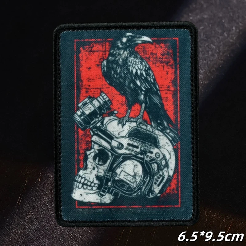 Parche táctico calavera visión nocturna MOLLE para mochila y chaleco