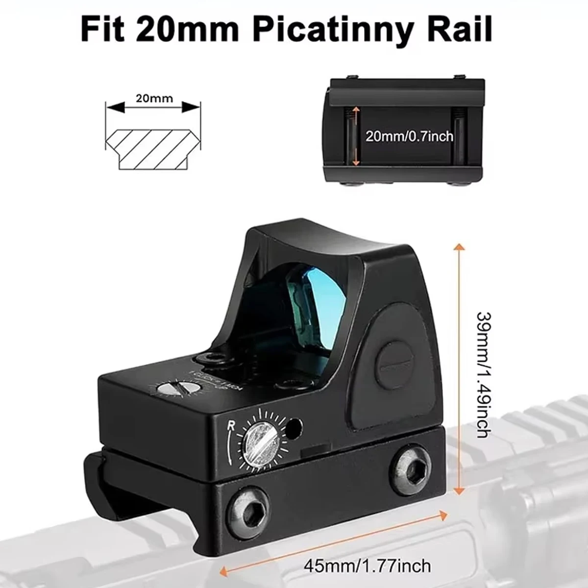 Mira de punto rojo réflex 2,5 MOA para airsoft y riel de 20 mm - imagen 5