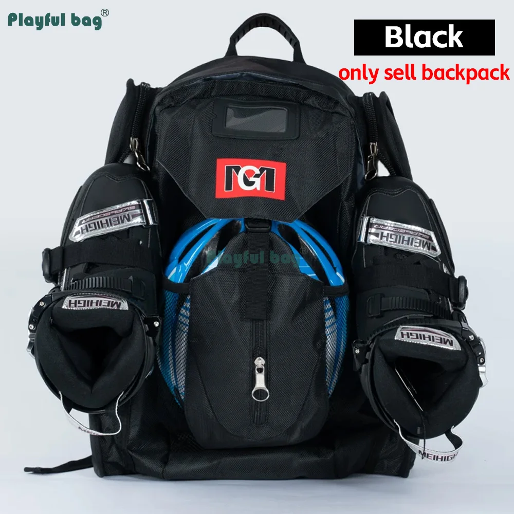 Mochila para patines vista frontal con compartimentos