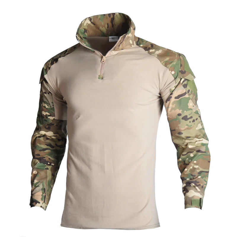 Camisa táctica combate Multicam negra hombre algodón camuflaje