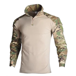 Camisa táctica combate Multicam negra hombre algodón camuflaje