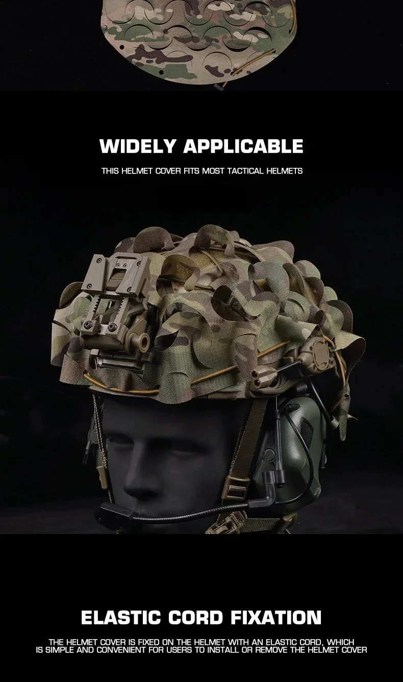 Funda de casco táctica con acabado camuflado