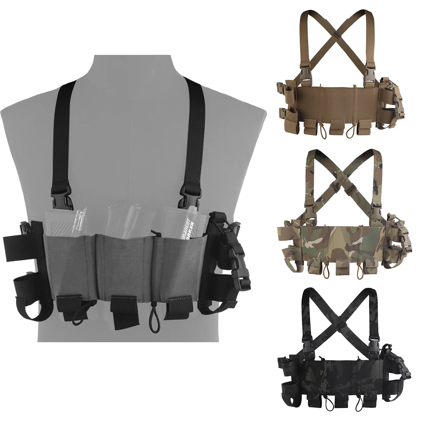 Chaleco táctico Poseidon Defense WG portacargadores 5.56/9MM + radio Grenadine - imagen 3