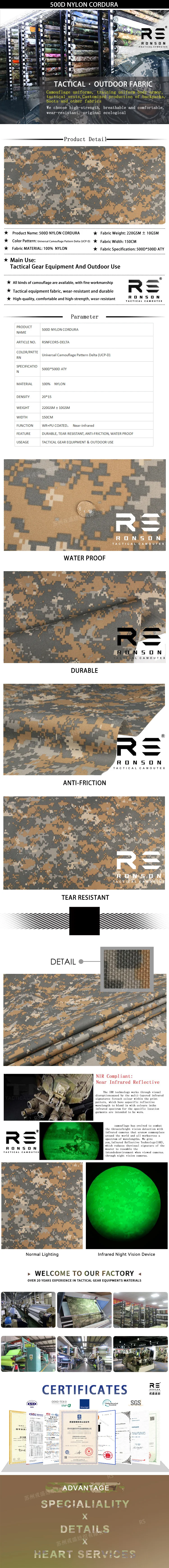 Tela Oxford tipo Cordura 500D con camuflaje Delta UCP-D